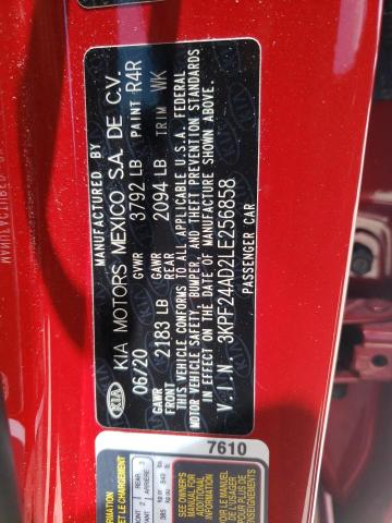 Photo 10 from auction – 2020 KIA FORTE FE with VIN 3KPF24AD2LE256858