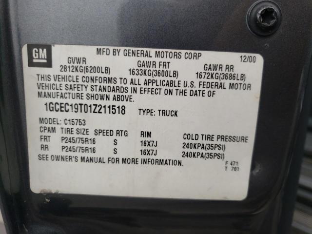 Photo 10 from auction – 2001 CHEVROLET SILVERADO with VIN 1GCEC19T01Z211518