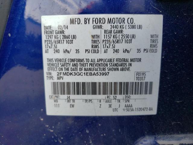Photo 10 from auction – 2014 FORD EDGE SE with VIN 2FMDK3GC1EBA53997