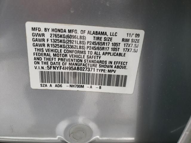Photo 10 from auction – 2010 HONDA PILOT TOUR with VIN 5FNYF4H95AB027371
