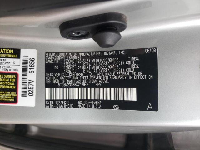 Photo 10 from auction – 2008 TOYOTA SIENNA CE with VIN 5TDZK23C88S212947