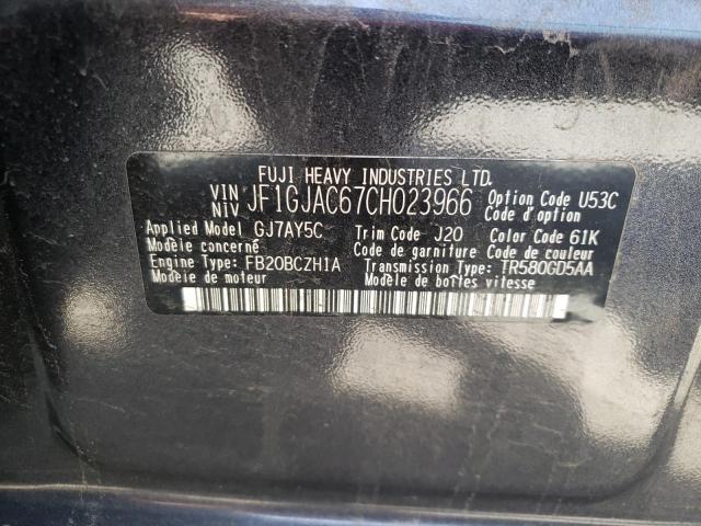 Photo 10 from auction – 2012 SUBARU IMPREZA PR with VIN JF1GJAC67CH023966