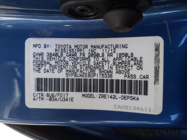 Photo 10 from auction – 2013 TOYOTA COROLLA BA with VIN 5YFBU4EE8DP115336