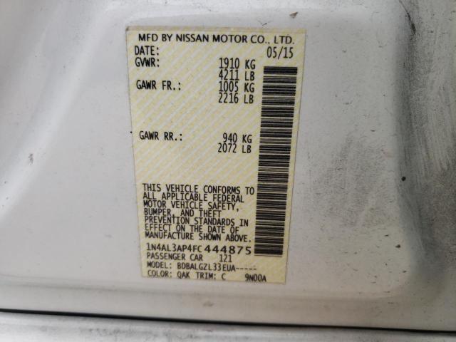 Photo 10 from auction – 2015 NISSAN ALTIMA 2.5 with VIN 1N4AL3AP4FC444875