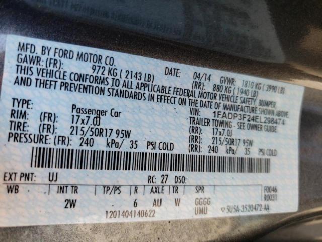 Photo 10 from auction – 2014 FORD FOCUS SE with VIN 1FADP3F24EL298474
