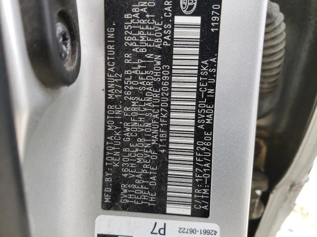 Photo 10 from auction – 2013 TOYOTA CAMRY L with VIN 4T1BF1FK7DU206903