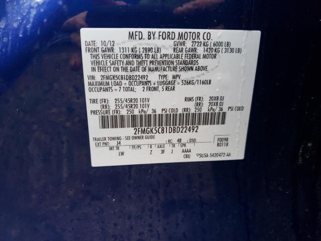 Photo 10 from auction – 2013 FORD FLEX SEL with VIN 2FMGK5C81DBD22492