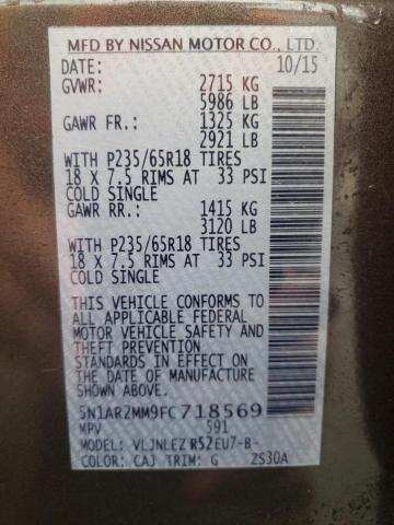 Photo 10 from auction – 2015 NISSAN PATHFINDER with VIN 5N1AR2MM9FC718569