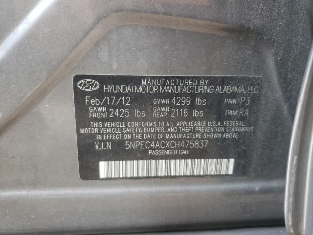 Photo 10 from auction – 2012 HYUNDAI SONATA SE with VIN 5NPEC4ACXCH475837