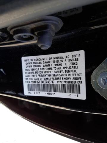 Photo 10 from auction – 2014 HONDA CIVIC LX with VIN 19XFB2F54EE243747