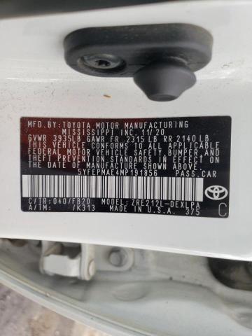 Photo 10 from auction – 2021 TOYOTA COROLLA LE with VIN 5YFEPMAE4MP191856