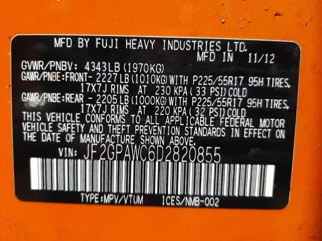 Photo 10 from auction – 2013 SUBARU XV CROSSTR with VIN JF2GPAWC6D2820855