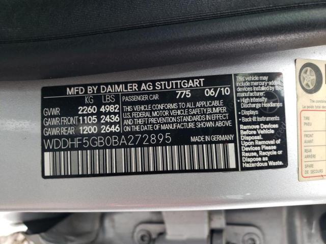 Photo 10 from auction – 2011 MERCEDES-BENZ E 350 with VIN WDDHF5GB0BA272895
