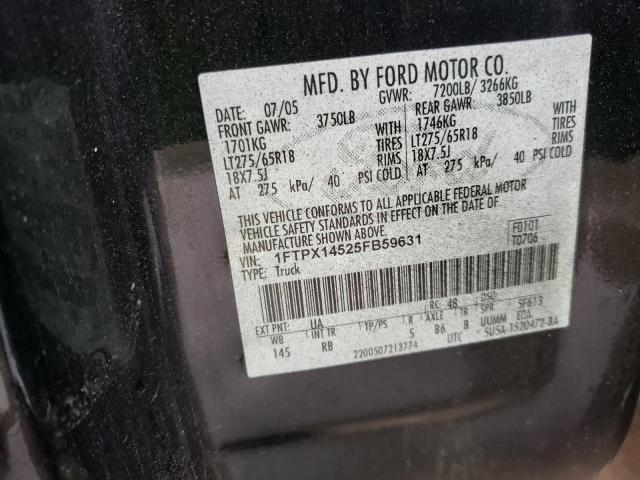 FORD F150 2005 with VIN 1FTPX14525FB59631 - Photo from auction