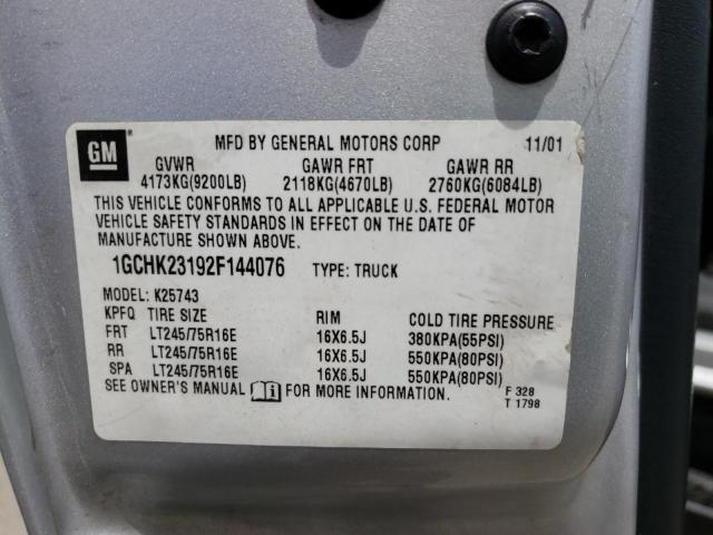 Photo 10 from auction – 2002 CHEVROLET SILVERADO with VIN 1GCHK23192F144076
