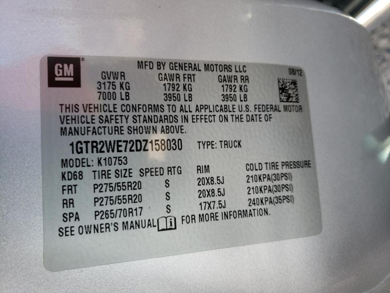 Photo 19 from auction – 2013 GMC SIERRA K15 with VIN 1GTR2WE72DZ158030