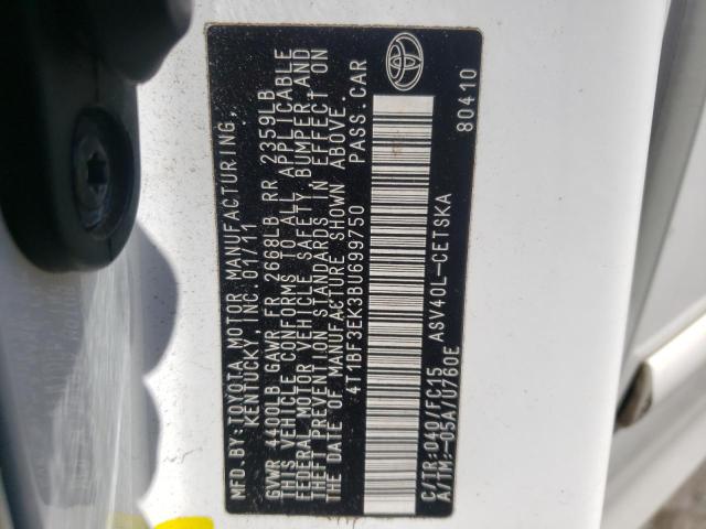 Photo 10 from auction – 2011 TOYOTA CAMRY BASE with VIN 4T1BF3EK3BU699750