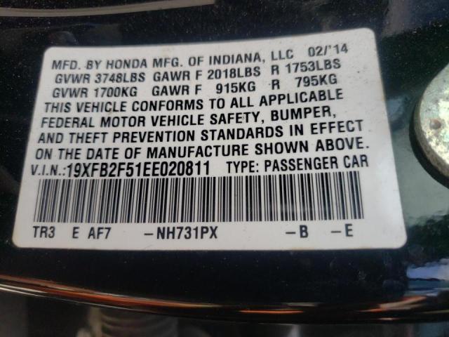 Photo 10 from auction – 2014 HONDA CIVIC LX with VIN 19XFB2F51EE020811