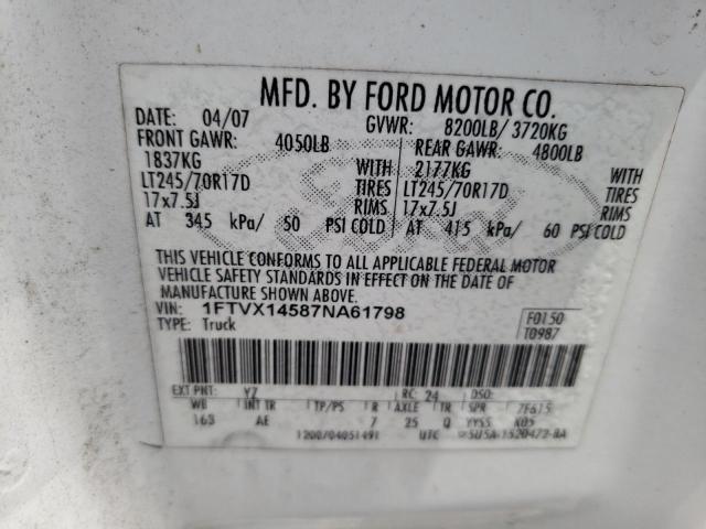 Photo 10 from auction – 2007 FORD F150 with VIN 1FTVX14587NA61798