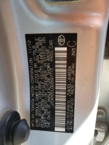 Photo 10 from auction – 2013 TOYOTA PRIUS with VIN JTDKN3DU3D5567773