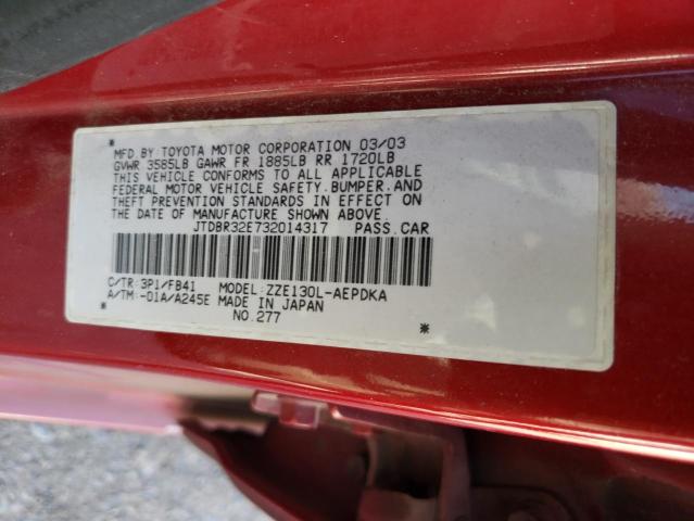 Photo 10 from auction – 2003 TOYOTA COROLLA SE with VIN JTDBR32E732014317