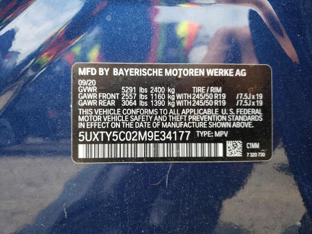 Photo 10 from auction – 2021 BMW X3 XDRIVE3 with VIN 5UXTY5C02M9E34177