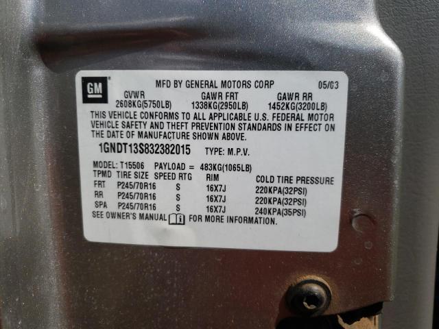 Photo 10 from auction – 2003 CHEVROLET TRAILBLAZE with VIN 1GNDT13S832382015