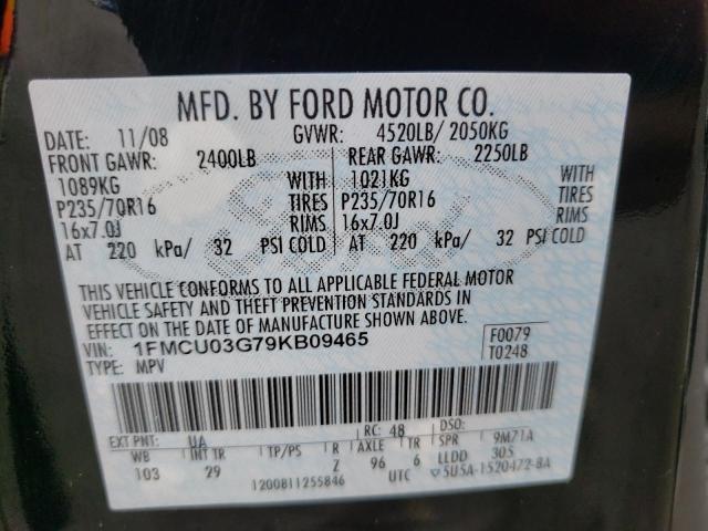 Photo 10 from auction – 2009 FORD ESCAPE XLT with VIN 1FMCU03G79KB09465