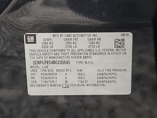 Photo 10 from auction – 2011 CHEVROLET EQUINOX LT with VIN 2CNFLFE54B6205643