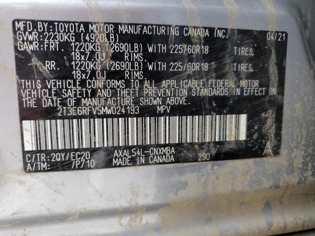 Photo 10 from auction – 2021 TOYOTA RAV4 XSE with VIN 2T3E6RFV5MW024193