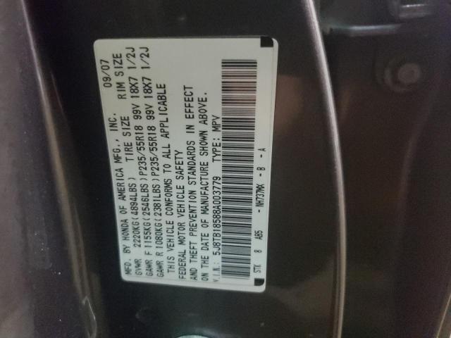 Photo 10 from auction – 2008 ACURA RDX TECHNO with VIN 5J8TB18588A003779