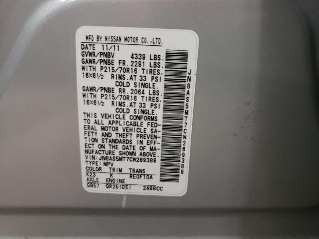 Photo 10 from auction – 2012 NISSAN ROGUE S with VIN JN8AS5MT7CW269389