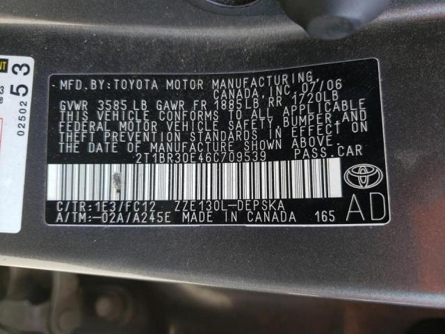 Photo 10 from auction – 2006 TOYOTA COROLLA CE with VIN 2T1BR30E46C709539