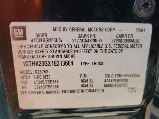 Photo 10 from auction – 2001 GMC SIERRA K25 with VIN 1GTHK29GX1E313604