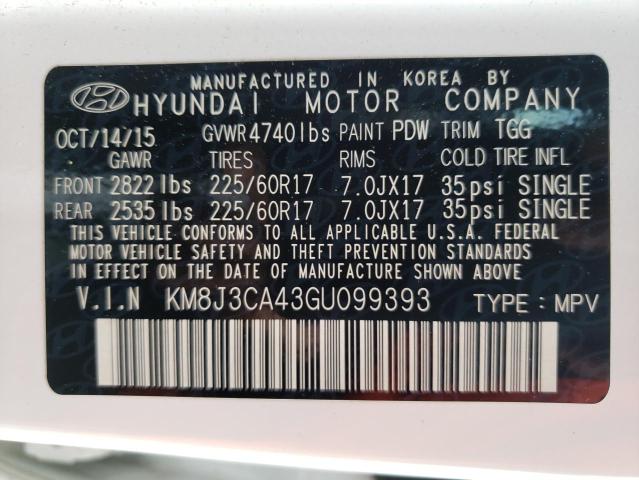 Photo 10 from auction – 2016 HYUNDAI TUCSON LIM with VIN KM8J3CA43GU099393