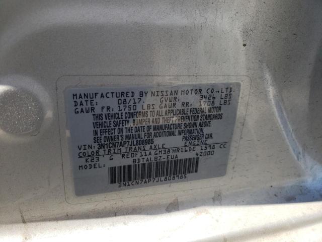 Photo 10 from auction – 2018 NISSAN VERSA S with VIN 3N1CN7AP7JL808985