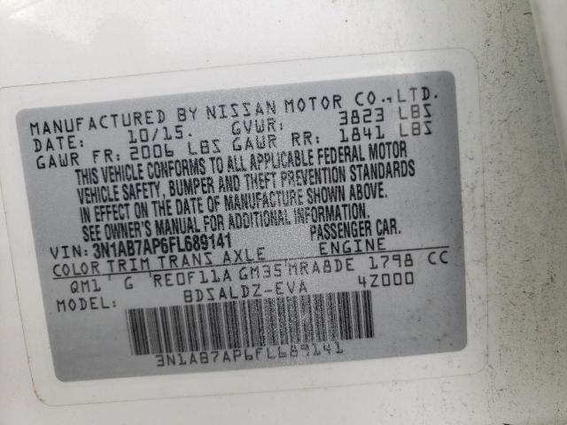 Photo 10 from auction – 2015 NISSAN SENTRA S with VIN 3N1AB7AP6FL689141