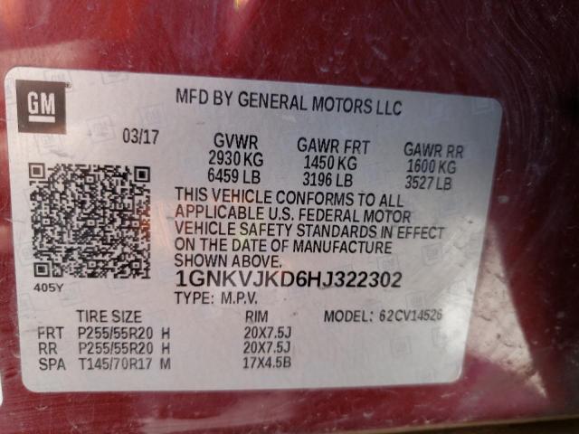 Photo 10 from auction – 2017 CHEVROLET TRAVERSE P with VIN 1GNKVJKD6HJ322302