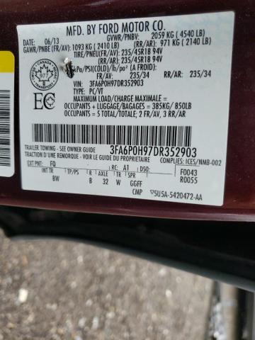 Photo 10 from auction – 2013 FORD FUSION SE with VIN 3FA6P0H97DR352903