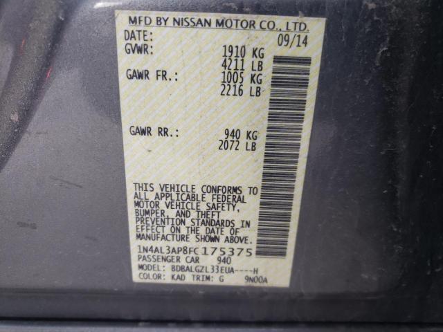 Photo 10 from auction – 2015 NISSAN ALTIMA 2.5 with VIN 1N4AL3AP8FC175375