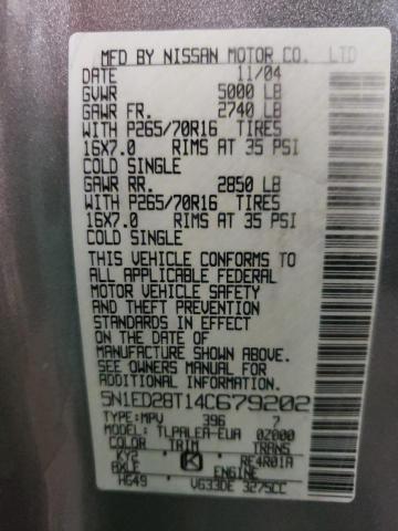 Photo 10 from auction – 2004 NISSAN XTERRA XE with VIN 5N1ED28T14C679202