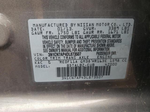 Photo 10 from auction – 2013 NISSAN VERSA S with VIN 3N1CN7AP4DL873507