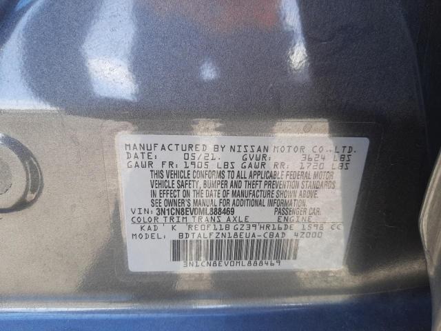 Photo 10 from auction – 2021 NISSAN VERSA SV with VIN 3N1CN8EV0ML888469
