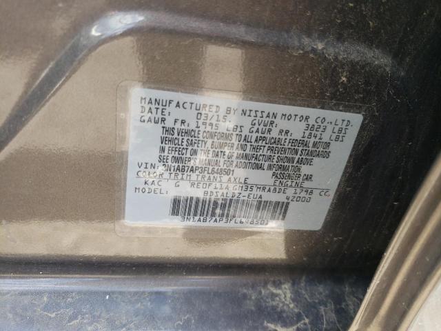 Photo 10 from auction – 2015 NISSAN SENTRA S with VIN 3N1AB7AP3FL648501