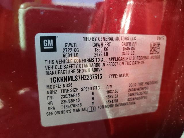 Photo 10 from auction – 2017 GMC ACADIA SLT with VIN 1GKKNMLS7HZ237515
