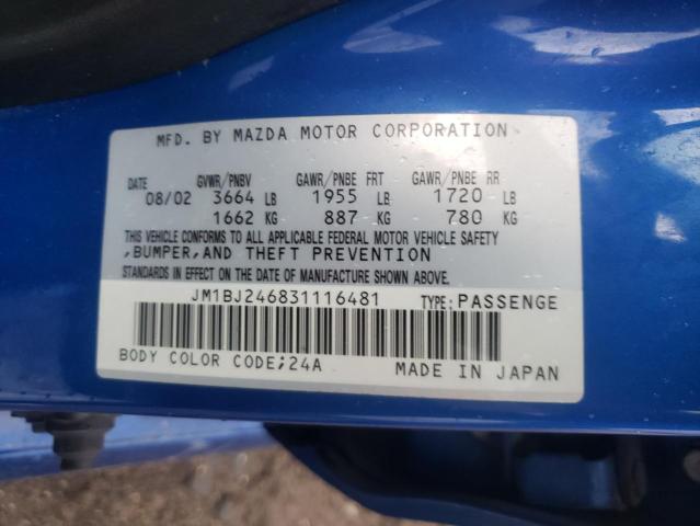 Photo 10 from auction – 2003 MAZDA PROTEGE with VIN JM1BJ246831116481