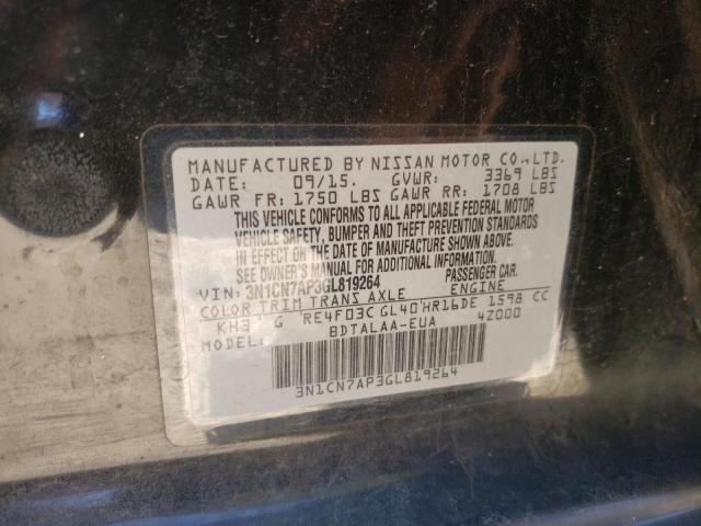 Photo 10 from auction – 2016 NISSAN VERSA S with VIN 3N1CN7AP3GL819264