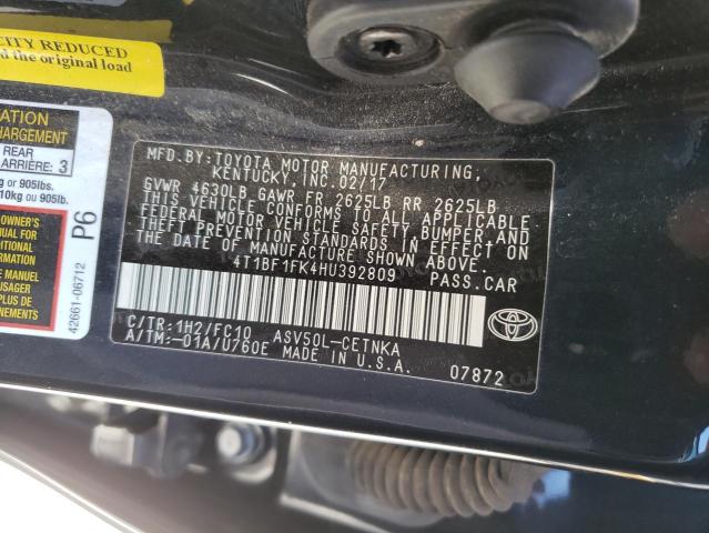 Photo 10 from auction – 2017 TOYOTA CAMRY LE with VIN 4T1BF1FK4HU392809