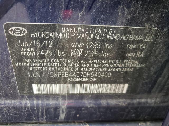 Photo 10 from auction – 2013 HYUNDAI SONATA GLS with VIN 5NPEB4AC7DH549400