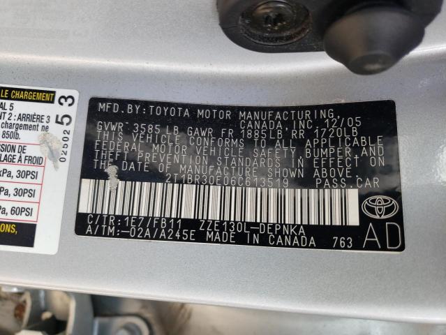 TOYOTA COROLLA CE 2006 with VIN 2T1BR30E06C613519 - Photo from auction